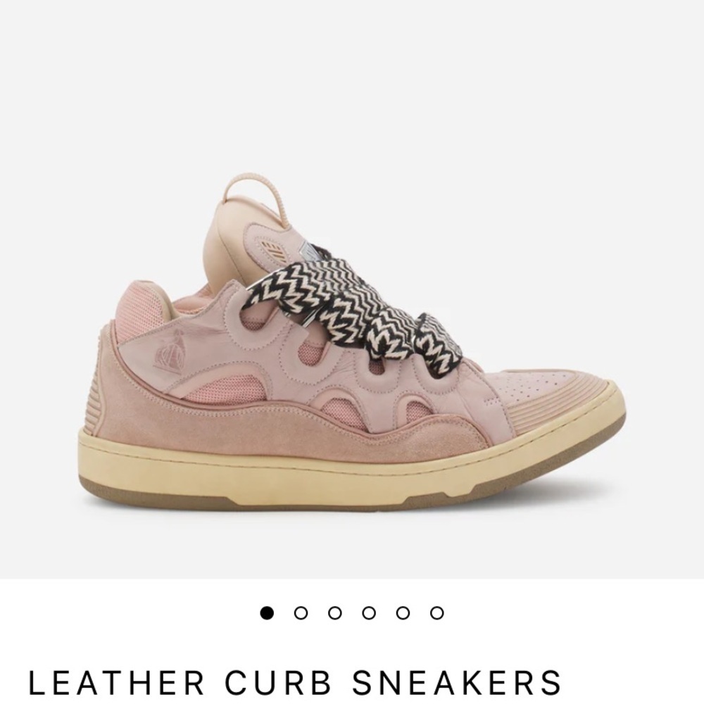 LANVIN CURB Pink Leather Sneakers size 7.5/38